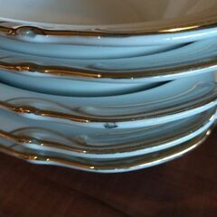 昭和レトロ カレー皿 ホワイト金縁5枚セット(大)の画像