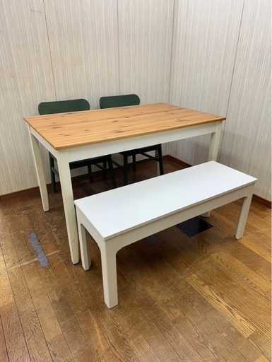 人気商品!! 4人掛け IKEA ダイニングテーブルセット テーブル＆チェア＆ベンチ 木製家具 レールハムン他