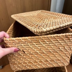 無印　重なるラタン　バスケット　各種　の画像