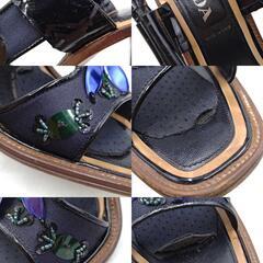 プラダ ビジュー ハイヒール ミュール サンダル アンクルストラップ サイズ37 レディース PRADAの画像