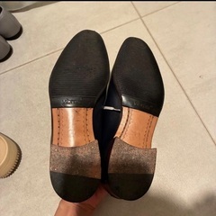 【オーダーメイド】23.5cmネイビー 濃紺 レザー レースアップシューズ 替え紐付きの画像