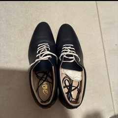 【オーダーメイド】23.5cmネイビー 濃紺 レザー レースアップシューズ 替え紐付きの画像