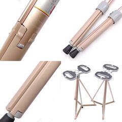 [2点セット] 歩行杖 ステッキチェア 折りたたみ杖 登山杖 アルミ製 椅子 アウトドア ストック 座れるの画像