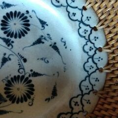 アンティークなラタン縁取オーバルプレート(特大)の画像