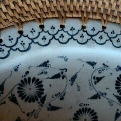 アンティークなラタン縁取オーバルプレート(特大)の画像