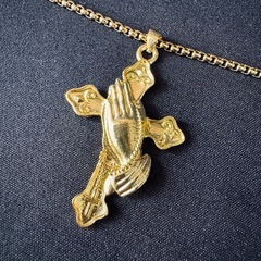 N52*《ステンレス》*ハンドクロスネックレスの画像