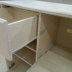 リユースのサカイ栃木店★ジモティ割あり★  レンジ台 クリーム W75×D42×H86 クリーニング済み TC11415の画像