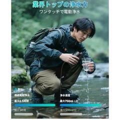 【防災士監修】YZO携帯浄水器 災害 電動浄水器 アウトドア 充電式＆手動の画像