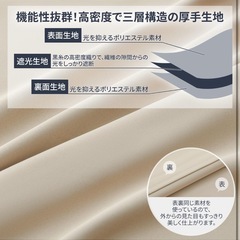 1級遮光 遮光度99.99% 遮光カーテン 丈178cm×幅100cmの画像