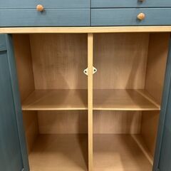 【ジャングルジャングル滋賀草津店】ジモティ来店特価!!　食器棚　ﾅﾁｭﾗﾙ×ﾌﾞﾙｰ　J-251109の画像