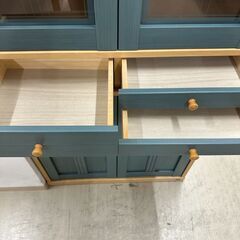 【ジャングルジャングル滋賀草津店】ジモティ来店特価!!　食器棚　ﾅﾁｭﾗﾙ×ﾌﾞﾙｰ　J-251109の画像