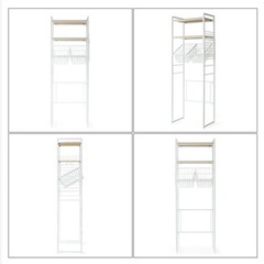 伸縮 ランドリーラック バスケット付洗濯機ラック の画像