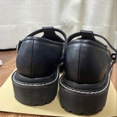 ブラックレザー Tストラップシューズ ローファー オリエンタルトラフィックの画像