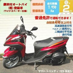 普通免許仕様トリシティ125 側車付登録済 7,930km 自賠...