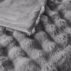  EMME ラビットファー 毛布 冬用 2枚合わせ ふわとろ ブランケット シングル 静電気防止 洗える おしゃれ 北欧 厚手 ソファーカバー 車用 キャンプ ギフト 152x203cm グレーの画像