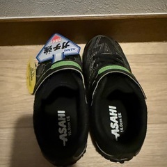 定価3,850円【新品未使用】アサヒ16cmガチ強キッズスニーカー黒×緑スニーカー丈夫な靴タグ付・箱無し 男女兼用 通学に キッズの画像