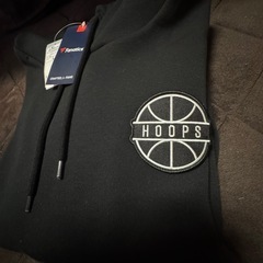 トレーナーロゴ パーカー ブラックプルオーバフードスエット メンズHoopsの画像