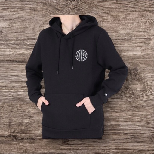 トレーナーロゴ パーカー ブラックプルオーバフードスエット メンズHoops