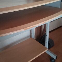 パソコンデスク 収納棚 スライド棚 省スペース  キャスター付きの画像