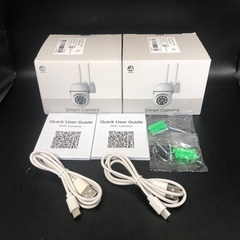 【155】新品2台 1080P 2.4G 昼夜フルカラー 双方向音声、モーション検知 追跡アラーム付き355度回転 WiFiセキュリティカメラの画像