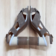 LANVIN en Bleu リボン サンダル 23.5 厚底 チャンキーヒールの画像