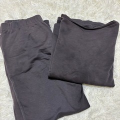 GU ダークグレー　レディースパジャマXL 裏起毛ソフトウォームラウンジセット長袖の画像