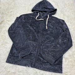 ペイズリー　フリース黒スエット上下セットLサイズ　レディースの画像