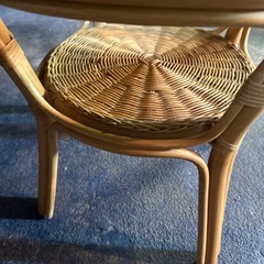 藤 ラタン製 ガラステーブル ローテーブル サイドテーブルの画像