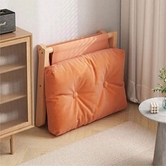 折りたたみ式木製オットマン　ペットベッド　オレンジの画像