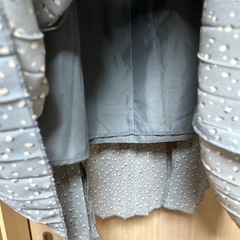 （新品タグ付き）GU プリーツロングスカート ドット　　小花柄 ブルー　サイズLの画像