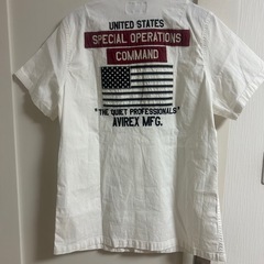 AVIREX アヴィレックス 半袖 刺繍ワッペン オープンカラーシャツ ホワイトの画像