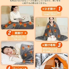 【新品】電気毛布 1枚多役 ひざ掛け 肩掛け 座布団 抱き枕 三段階温度調整の画像