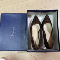 パンプス フラットシューズ ポインテッドトゥ マルチカラー 23cmの画像