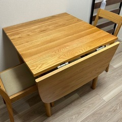 無垢材エクステンションテーブルセット８０－１２０楕円オーク材 の画像