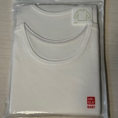  【完売品】ユニクロUNIQLOコットンフライスインナーT 長袖 2枚組 90サイズ白の画像