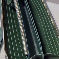 本革 BARCOS バルコス 長財布 コインケース GLウォレット 緑 ラウンドの画像