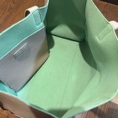 BEAMS HEART スマイリーフェイス トートバッグ ベージュ　グリーンの画像