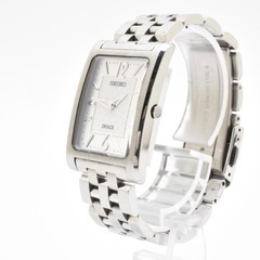 SEIKO DOLCE セイコー ドルチェ クォーツ スクエア レクタングル 腕時計 メンズ レディース 3針 ホワイト シルバー 4J41-0AC0の画像