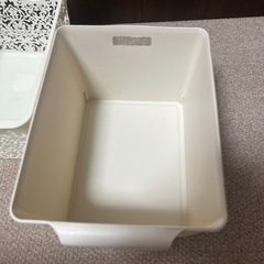 日本製　アイボリー　バスケット 2つセットの画像