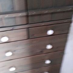 食器棚＆鏡台　グリーン　2点セットの画像