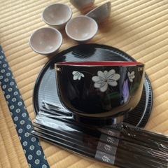 1人用っつお盆器はしのセット3組分の画像