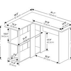 L型パソコンデスク デスク収納 整理ラック付き 幅104x奥88x高73cm カラー:アメリカーノ/ステンレス 【日本正規輸入品】の画像