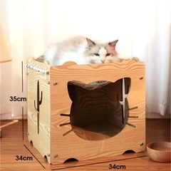 定価6100円✨️ 美品 猫ハウス キャットハウス ボックス 木製 猫ベッドの画像