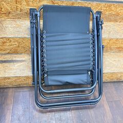 ジ449/ リクライニングチェア 折りたたみ 椅子 おしゃれ 一人用 無段階 角度調整 ハイバック ハンモック サウナ 整い椅子 ヘッドレスト欠品 キャンプ ブラックの画像