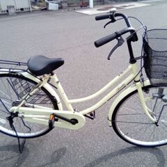 26インチ　クリーム　ママチャリ　LEDライトの画像