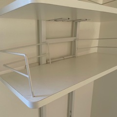【前橋市直接引き取り限定】洗濯機上突っ張りラック　可動棚　ニトリ　IKEA 白　の画像