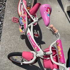 補助輪付き自転車　16インチ　ディズニープリンセス　サイドスタンド付きの画像