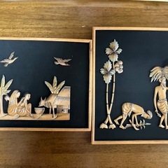 木製彫刻パネル 4枚セットの画像