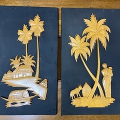 木製彫刻パネル 4枚セットの画像