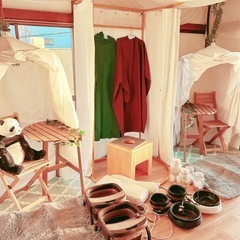 ハーブテント　支柱　テント　傘　鍋　テーブル　椅子　セットの画像